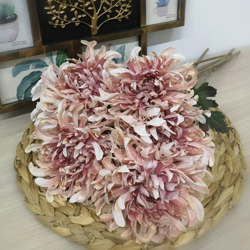 Искусственные цветы на могилу в Димитровграде | Цветок искусственный «Хризантема», персиково-розовая, одиночный