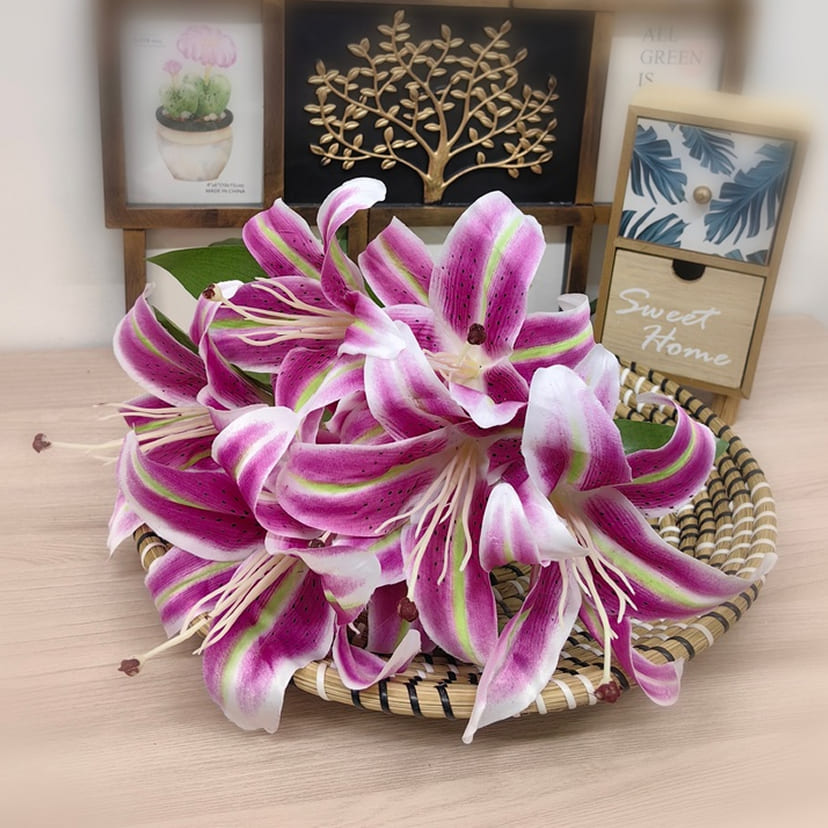 Искусственные цветы на могилу в Димитровграде | Цветы искусственные «Лилии крупные», розово-сиреневые, букет