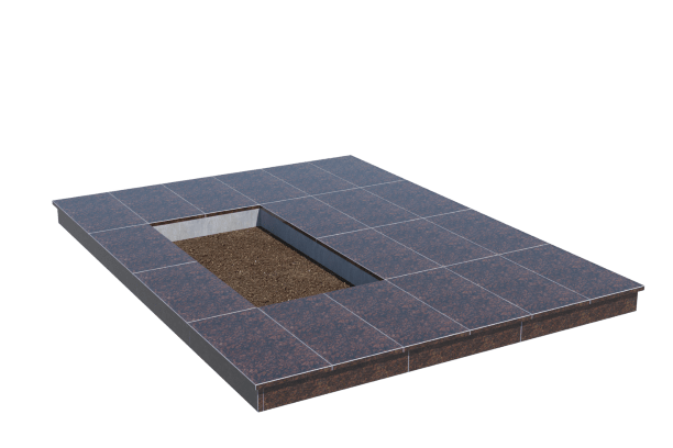 Площадки на могилу в Димитровграде | Площадка с вертикальной (10 см) облицовкой Дымовским гранитом (под цветник)