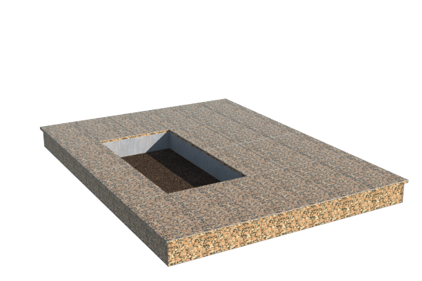 Площадки на могилу в Димитровграде | Площадка с вертикальной (15 см) облицовкой Южно-султаевским гранитом (под цветник)