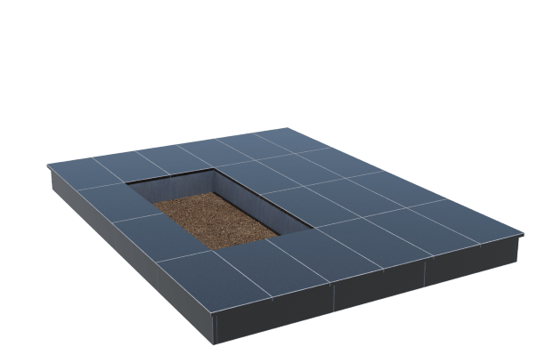 Площадки на могилу в Димитровграде | Площадка с вертикальной (15 см) облицовкой гранитом Габбро (под цветник)