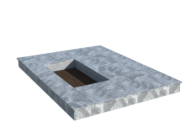 Площадки на могилу в Димитровграде | Площадка с вертикальной (15 см) мраморной облицовкой (под цветник)