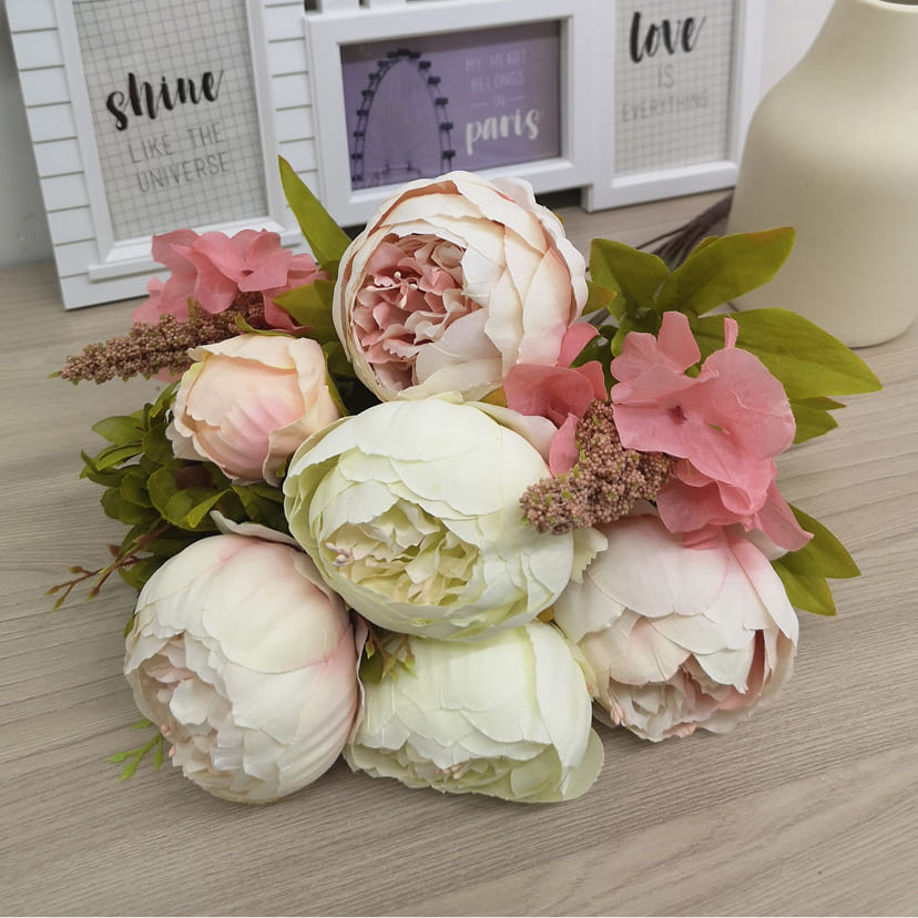 Искусственные цветы на могилу в Димитровграде | Цветы искусственные «Пионы», молочно-розовые, букет