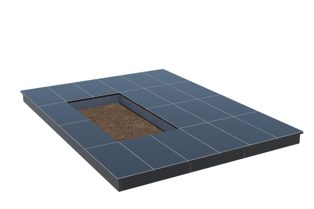 Площадки на могилу в Димитровграде | Площадка с вертикальной (10 см) облицовкой гранитом Габбро (под цветник)